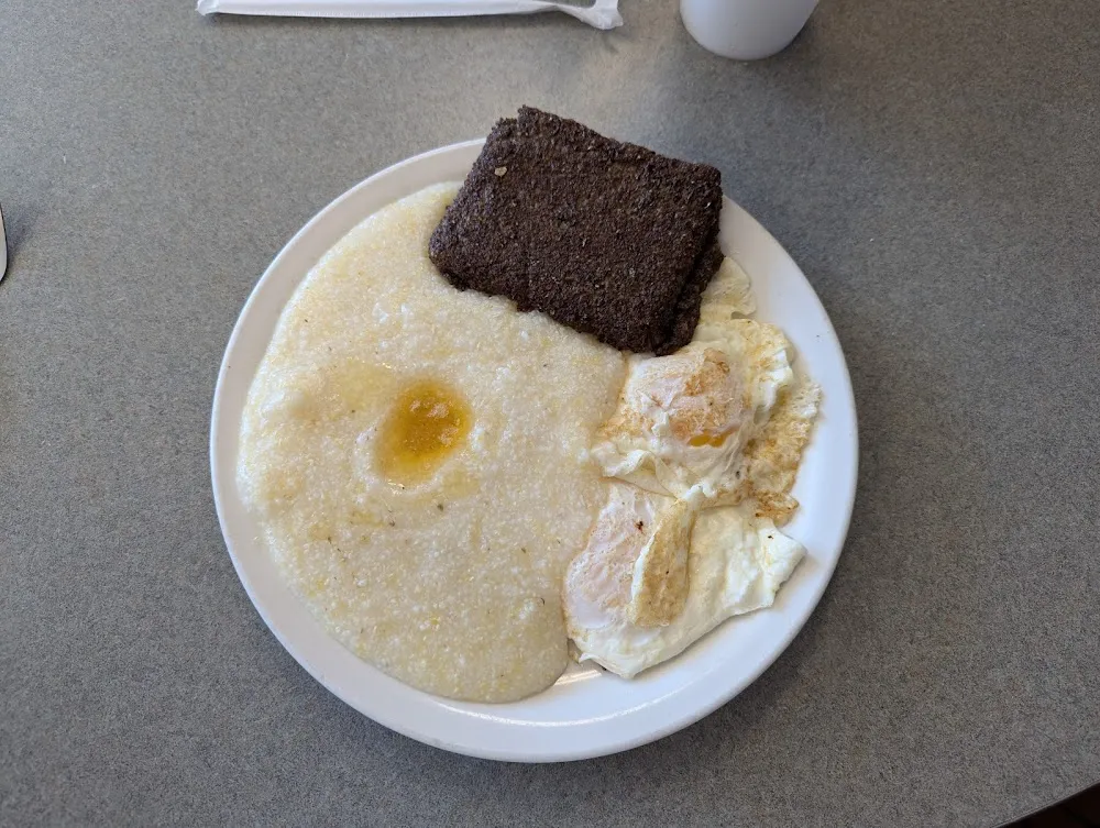 Livermush Eggs and Grits